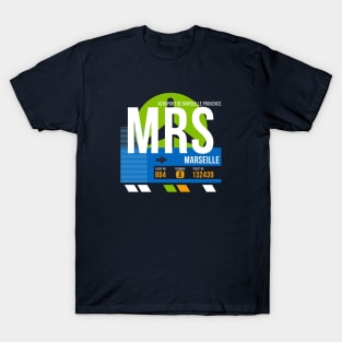 Marseille (MRS) Airport // Retro Sunset Baggage Tag T-Shirt